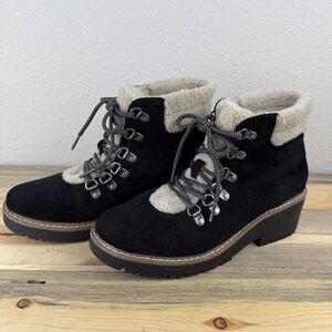 Cliffs by White Mountain Dynamite Lace Up Black Hiking Boots Sherpa Size 8